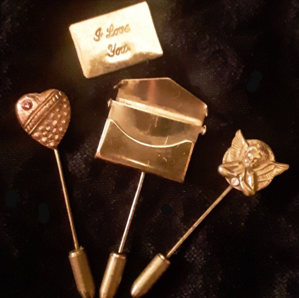 CHERUB, HEART & LOVE LETTER STICKPINS